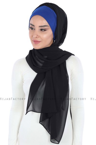 Vera - Blue & Black Practical Chiffon Hijab
