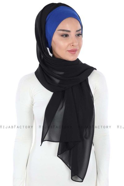Vera - Blue & Black Practical Chiffon Hijab