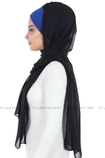 Vera - Blue & Black Practical Chiffon Hijab