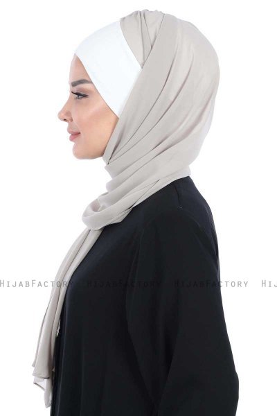 Vera - Creme & Taupe Practical Chiffon Hijab
