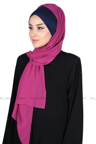 Vera - Navy Blue & Fuchsia Practical Chiffon Hijab