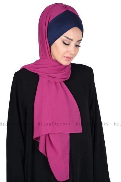 Vera - Navy Blue & Fuchsia Practical Chiffon Hijab