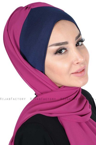 Vera - Navy Blue & Fuchsia Practical Chiffon Hijab