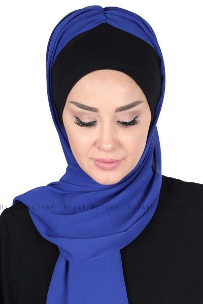 Vera - Black & Blue Practical Chiffon Hijab
