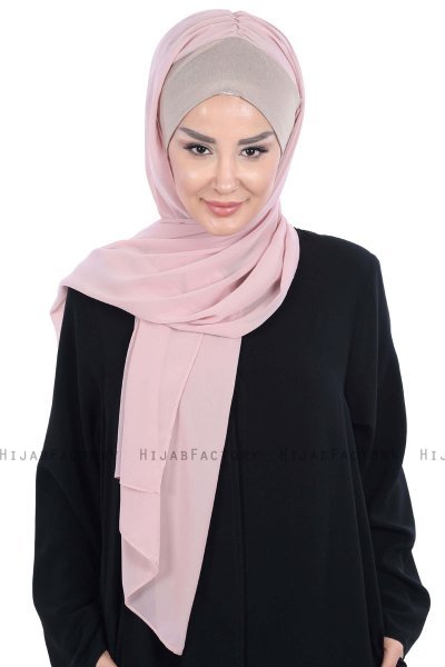 Vera - Taupe & Dusty Pink Practical Chiffon Hijab