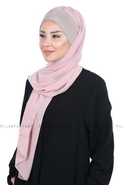 Vera - Taupe & Dusty Pink Practical Chiffon Hijab