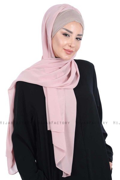 Vera - Taupe & Dusty Pink Practical Chiffon Hijab