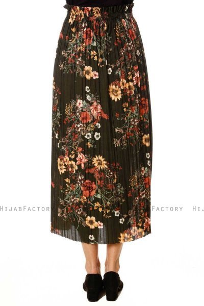 Yamina - Floral Khaki Skirt - Burun