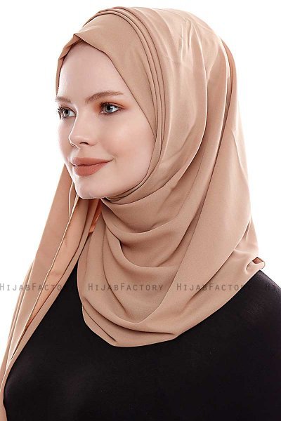 Yara - Camel Practical One Piece Crepe Hijab