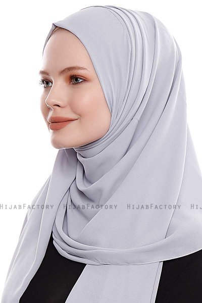 Yara - Light Grey Practical One Piece Crepe Hijab