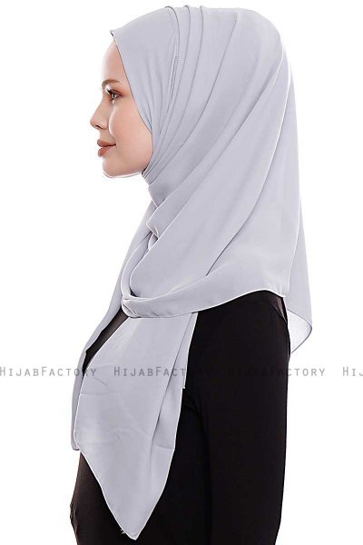 Yara - Light Grey Practical One Piece Crepe Hijab