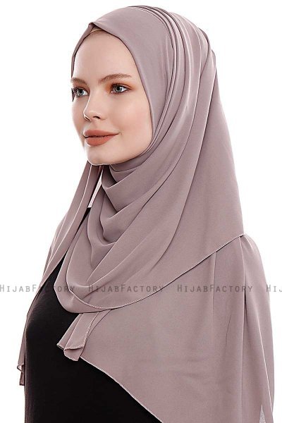 Yara - Dark Taupe Practical One Piece Crepe Hijab