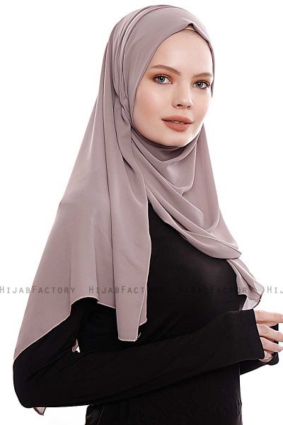 Yara - Dark Taupe Practical One Piece Crepe Hijab