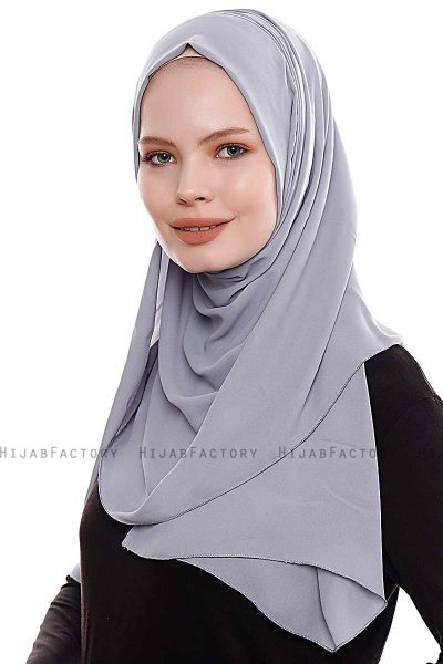 Yara - Dark Grey Practical One Piece Crepe Hijab