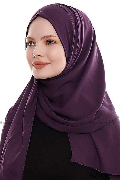 Yara - Dark Purple Practical One Piece Crepe Hijab
