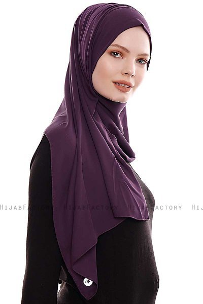 Yara - Dark Purple Practical One Piece Crepe Hijab