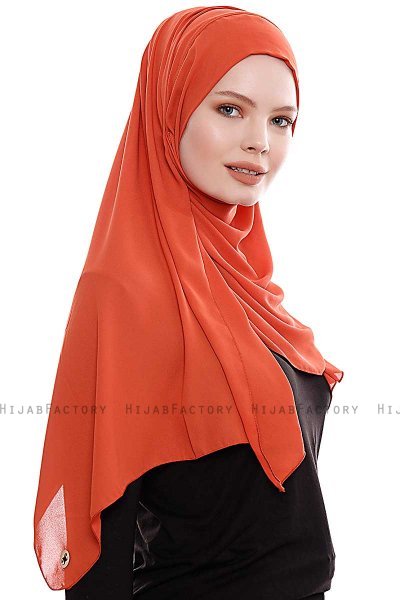Yara - Brick Red Practical One Piece Crepe Hijab