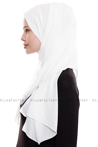 Yara - White Practical One Piece Crepe Hijab