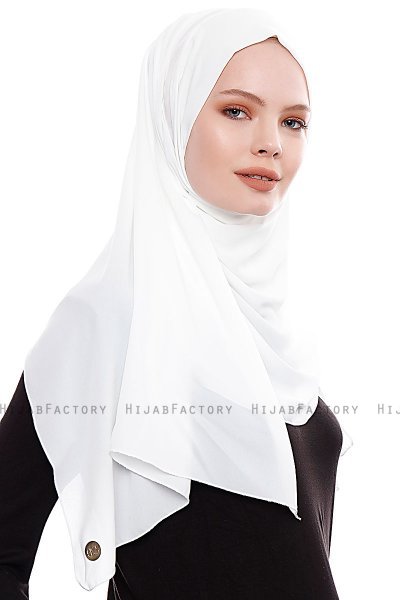 Yara - White Practical One Piece Crepe Hijab
