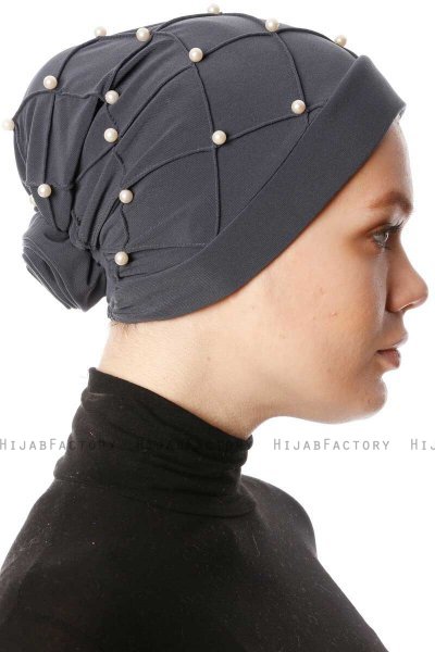 Yaren - Anthracite Crepe Chiffon Turban - Sehr-i Sal