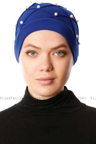 Yaren - Blue Crepe Chiffon Turban - Sehr-i Sal