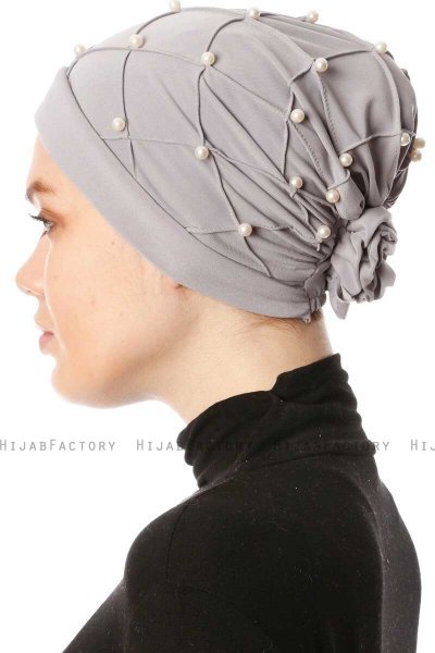 Yaren - Grey Crepe Chiffon Turban - Sehr-i Sal