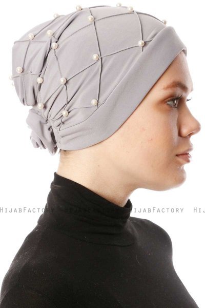 Yaren - Grey Crepe Chiffon Turban - Sehr-i Sal