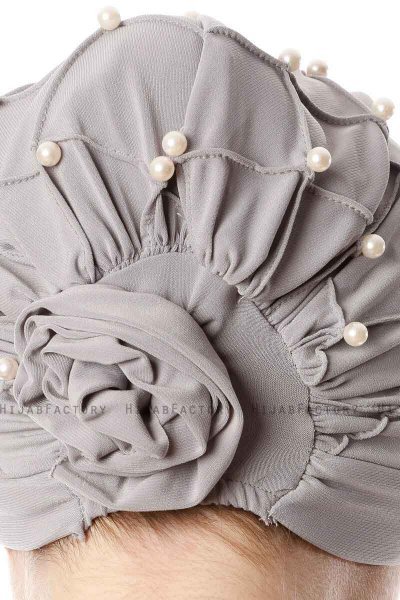 Yaren - Grey Crepe Chiffon Turban - Sehr-i Sal