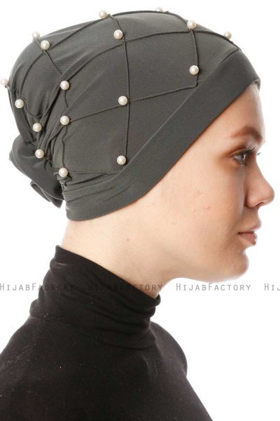 Yaren - Khaki Crepe Chiffon Turban - Sehr-i Sal