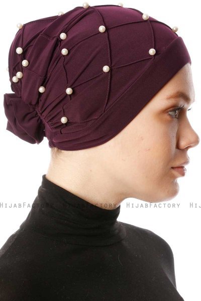 Yaren - Purple Crepe Chiffon Turban - Sehr-i Sal