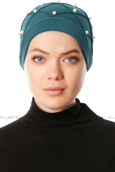 Yaren - Dark Green Crepe Chiffon Turban - Sehr-i Sal