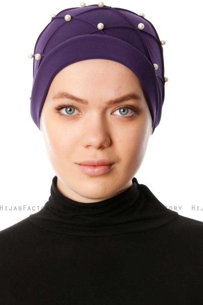 Yaren - Dark Purple Crepe Chiffon Turban - Sehr-i Sal
