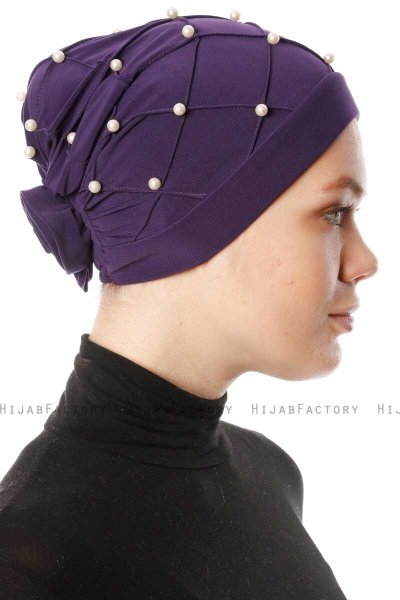 Yaren - Dark Purple Crepe Chiffon Turban - Sehr-i Sal