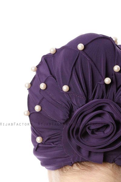 Yaren - Dark Purple Crepe Chiffon Turban - Sehr-i Sal