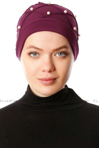 Yaren - Plum Crepe Chiffon Turban - Sehr-i Sal