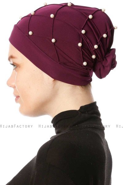Yaren - Plum Crepe Chiffon Turban - Sehr-i Sal