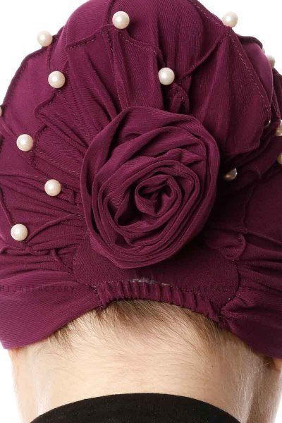 Yaren - Plum Crepe Chiffon Turban - Sehr-i Sal