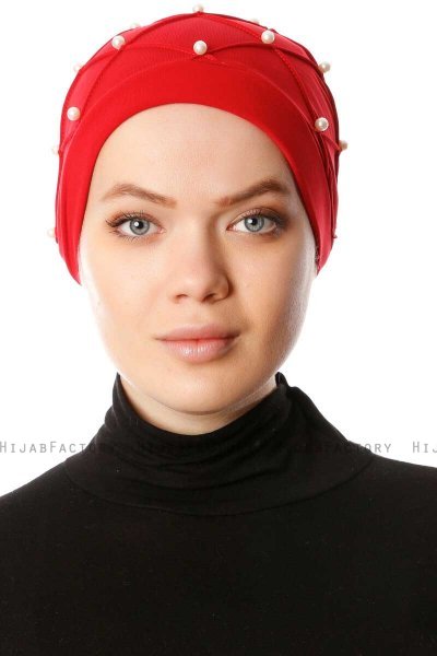 Yaren - Red Crepe Chiffon Turban - Sehr-i Sal