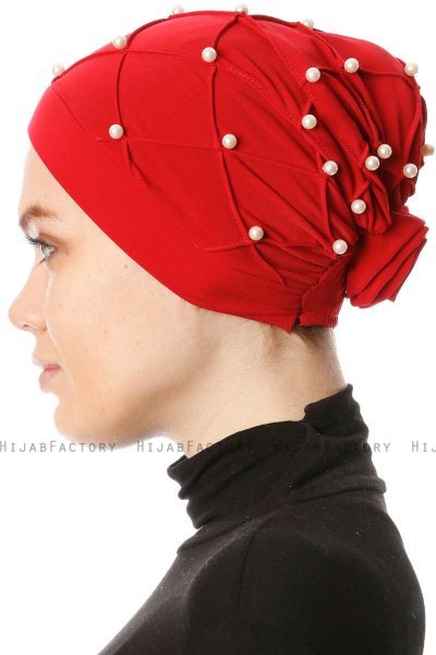 Yaren - Red Crepe Chiffon Turban - Sehr-i Sal