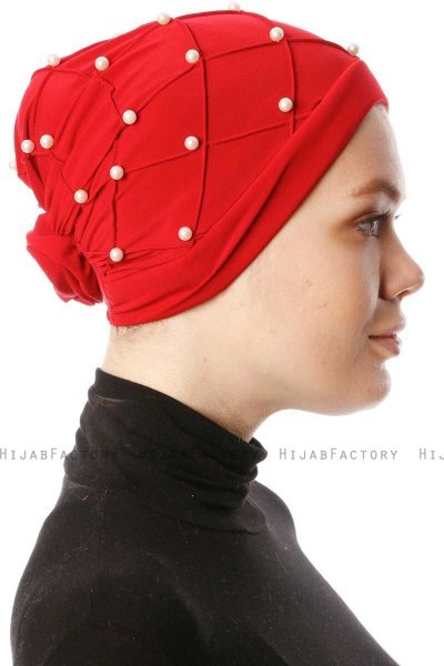 Yaren - Red Crepe Chiffon Turban - Sehr-i Sal