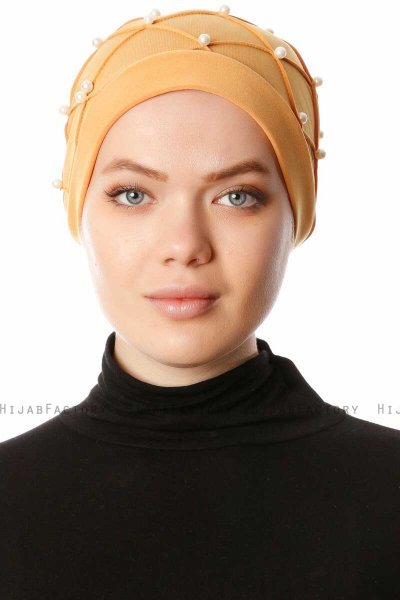 Yaren - Mustard Crepe Chiffon Turban - Sehr-i Sal