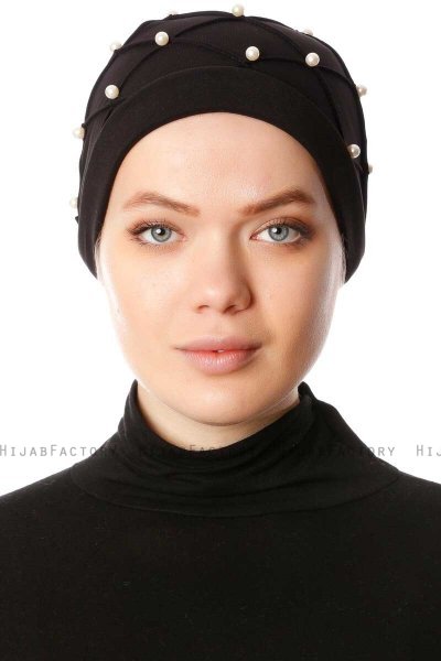 Yaren - Black Crepe Chiffon Turban - Sehr-i Sal