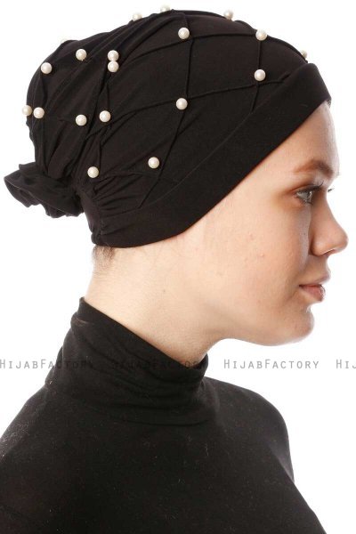 Yaren - Black Crepe Chiffon Turban - Sehr-i Sal