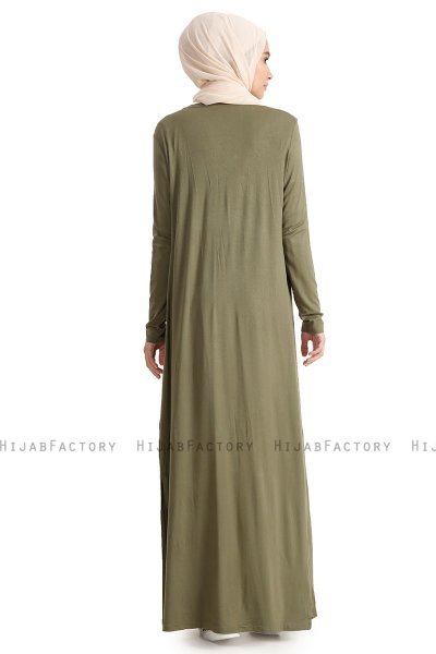 Yasmin - Khaki Long Cardigan
