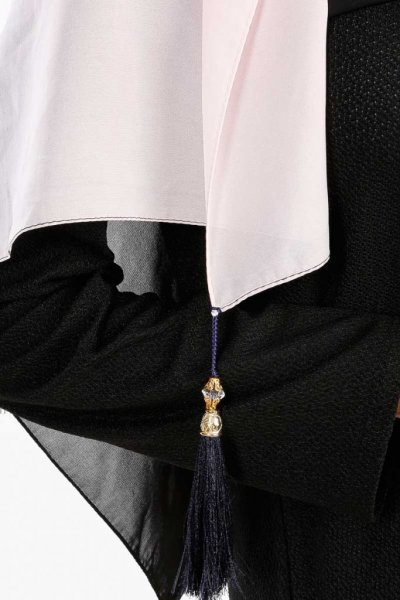 Yelda Svart & Rosa Chiffon Hijab Sjal Madame Polo 130034-5