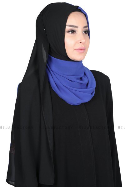Ylva - Blue & Black Practical Chiffon Hijab