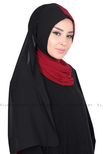 Ylva - Bordeaux & Black Practical Chiffon Hijab