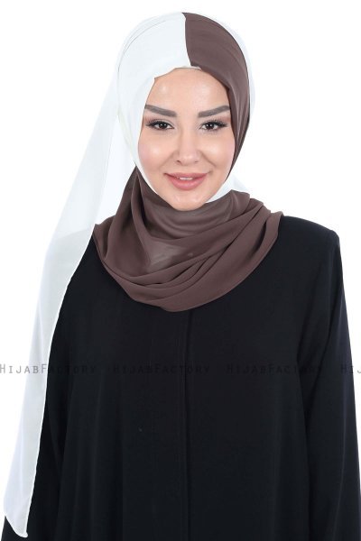 Ylva - Brown & Creme Practical Chiffon Hijab