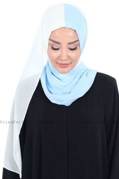Ylva - Creme & Light Blue Practical Chiffon Hijab