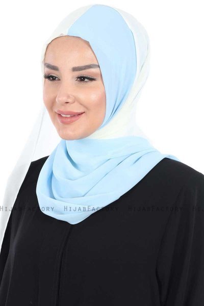 Ylva - Creme & Light Blue Practical Chiffon Hijab